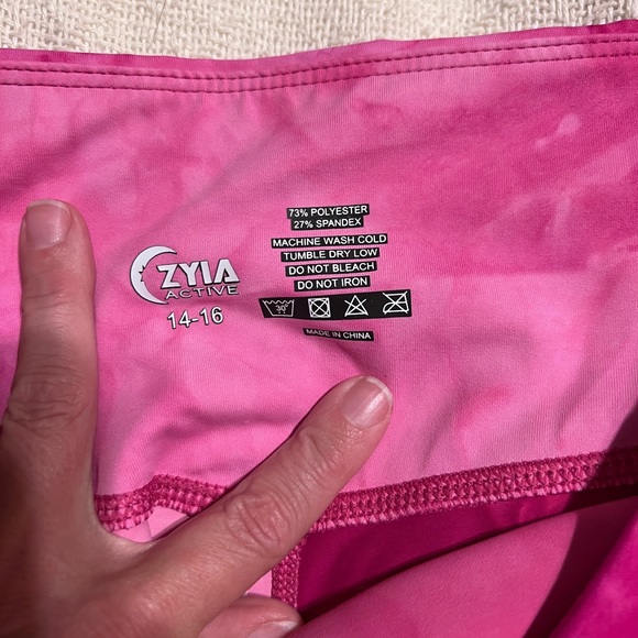 Zyia Active Hendrix Fuschia Pink Tie Dye Mesh Light n Tight Leggings Womens - Picture 6 of 7